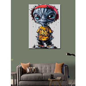 Kanvas Tablo Sarı Tişörtlü Uzaylı 100x140 cm