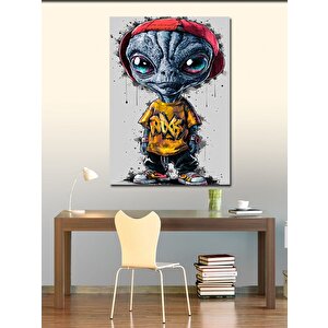 Kanvas Tablo Sarı Tişörtlü Uzaylı 50x70 cm