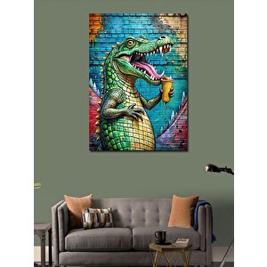 Kanvas Tablo İçecek İçen Timsah 50x70 cm