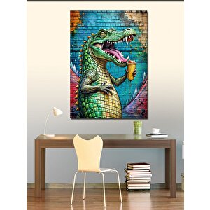 Kanvas Tablo İçecek İçen Timsah 50x70 cm