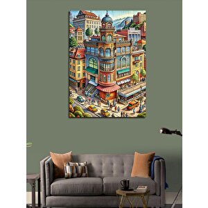 Kanvas Tablo İnsanlar Ve Binalar 100x140 cm