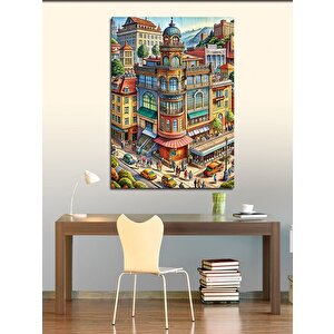 Kanvas Tablo İnsanlar Ve Binalar 70x100 cm