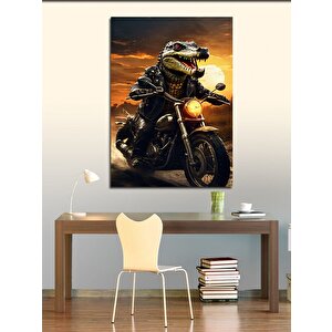 Kanvas Tablo Motosiklet Kullanan Timsah 70x100 cm