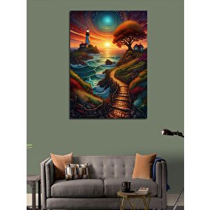 Kanvas Tablo Deniz Feneri Ve Kır Evi 100x140 cm