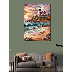 Kanvas Tablo Deniz Feneri Ve Kumsal 70x100 cm