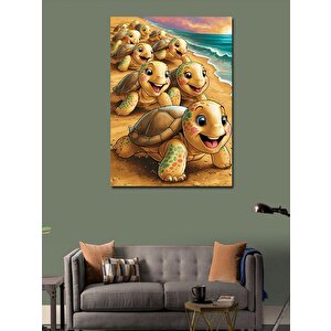 Kanvas Tablo Denize Giden Kaplumbağalar 100x140 cm