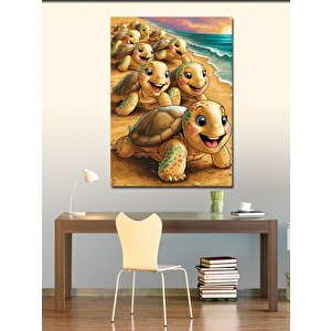 Kanvas Tablo Denize Giden Kaplumbağalar 100x140 cm