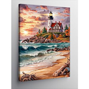 Kanvas Tablo Deniz Feneri Ve Kumsal 100x140 cm