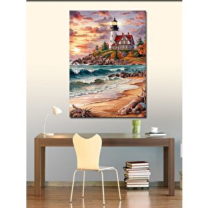 Kanvas Tablo Deniz Feneri Ve Kumsal 50x70 cm