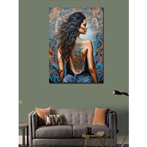 Kanvas Tablo Sırtı Dövmeli Kadın 50x70 cm
