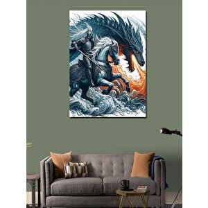 Kanvas Tablo Ejderha Ve Şövalye 50x70 cm