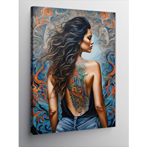 Kanvas Tablo Sırtı Dövmeli Kadın 100x140 cm