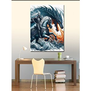Kanvas Tablo Ejderha Ve Şövalye 100x140 cm