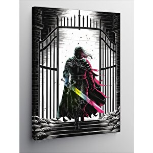 Kanvas Tablo Renkli Kılıçlı Şövalye 70x100 cm