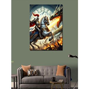 Kanvas Tablo Şövalye Ejderhaya Karşı 70x100 cm