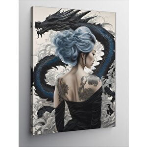 Kanvas Tablo Sırtı Dövmeli Kadın Ve Ejderha 50x70 cm