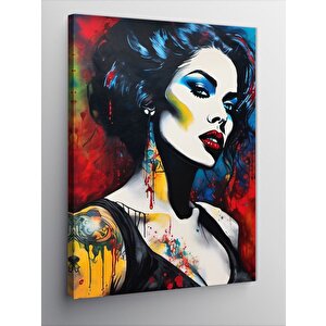 Kanvas Tablo Dövmeli Kadın 100x140 cm
