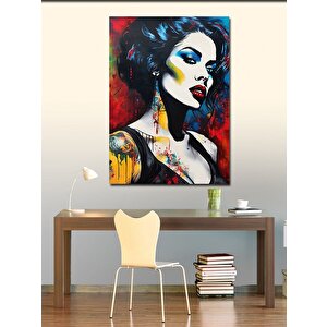 Kanvas Tablo Dövmeli Kadın 100x140 cm