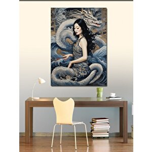 Kanvas Tablo Japon Kadın Ve Ejderha 70x100 cm