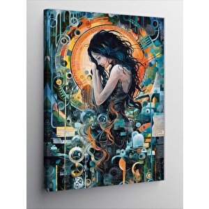 Kanvas Tablo Siyah Saçlı Kadın 100x140 cm