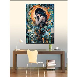 Kanvas Tablo Siyah Saçlı Kadın 100x140 cm