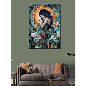 Kanvas Tablo Siyah Saçlı Kadın 70x100 cm