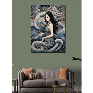 Kanvas Tablo Japon Kadın Ve Ejderha 100x140 cm