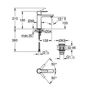 Lineare Tek Kumandalı Lavabo Bataryası S-boyut - 23106al1