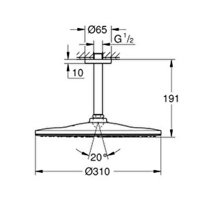 Rainshower Mono 310 Tepe Duşu Set 422 Mm, 1 Akışlı Phantom Black - 22122kf0
