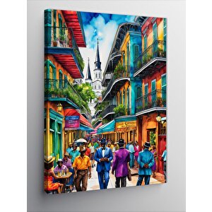 Kanvas Tablo Renkli Sokak Ve İnsanlar 70x100 cm