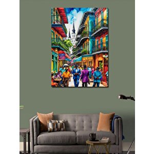 Kanvas Tablo Renkli Sokak Ve İnsanlar 70x100 cm