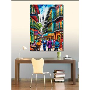 Kanvas Tablo Renkli Sokak Ve İnsanlar 70x100 cm