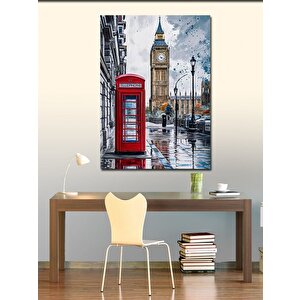 Kanvas Tablo İngiltere Saat Kulesi Telefon Kulübesi 50x70 cm