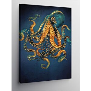 Kanvas Tablo Altın Desenli Ahtapot 100x140 cm