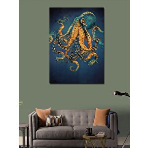 Kanvas Tablo Altın Desenli Ahtapot 100x140 cm