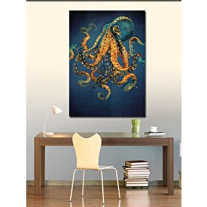 Kanvas Tablo Altın Desenli Ahtapot 100x140 cm