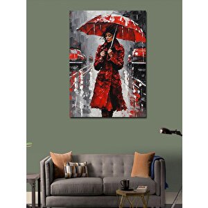 Kanvas Tablo Kırmızı Şemsiyeli Kadın 70x100 cm