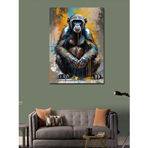 Kanvas Tablo Renkli Fon Maymun 70x100 cm