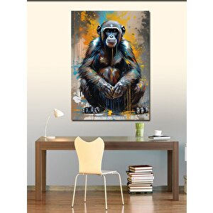 Kanvas Tablo Renkli Fon Maymun 70x100 cm