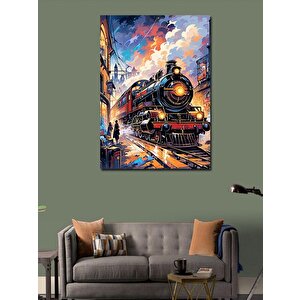 Kanvas Tablo Buharlı Tren Ve İstasyon 70x100 cm