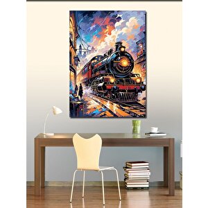 Kanvas Tablo Buharlı Tren Ve İstasyon 70x100 cm