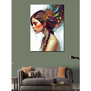 Kanvas Tablo Renkli Saçlı Kız 100x140 cm
