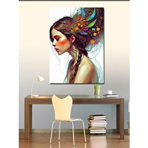 Kanvas Tablo Renkli Saçlı Kız 100x140 cm