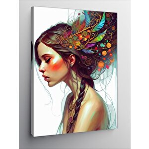 Kanvas Tablo Renkli Saçlı Kız 70x100 cm