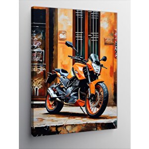 Kanvas Tablo Turuncu  Enduro Motosiklet 70x100 cm