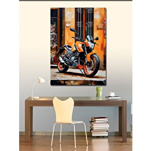 Kanvas Tablo Turuncu  Enduro Motosiklet 70x100 cm