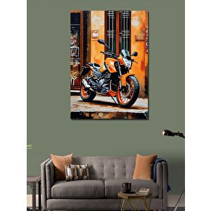 Kanvas Tablo Turuncu  Enduro Motosiklet 100x140 cm