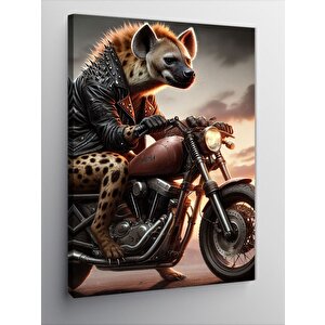Kanvas Tablo Motosiklet Kullanan Sırtlan 100x140 cm