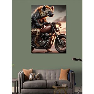 Kanvas Tablo Motosiklet Kullanan Sırtlan 100x140 cm