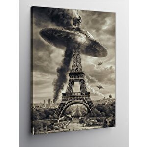 Kanvas Tablo Ufo Ve Heykel Kulesi 100x140 cm